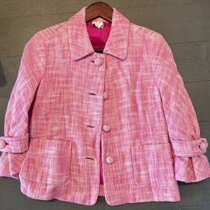 J. Crew pink twill 3/4 length blazer